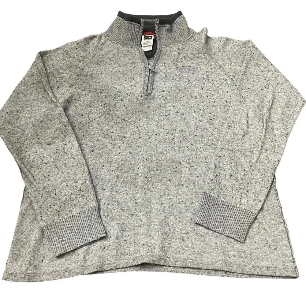 Men’s The North face quarter zip pullover sweater. Heather gray, size L. EUC. - Picture 1 of 9